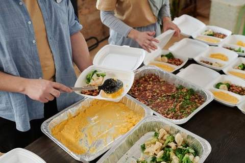 Trays of prepared food